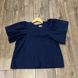 Marie Oliver navy top with flare sleeves. XS